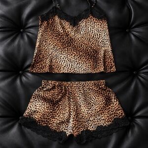 Neiman Marcus Intimates Leopard Print Pajama Set